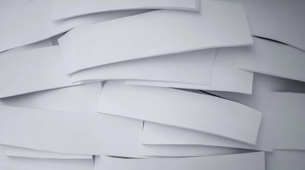 Many blank sheets of paper overlapping on a surface in a creative arrangement photo