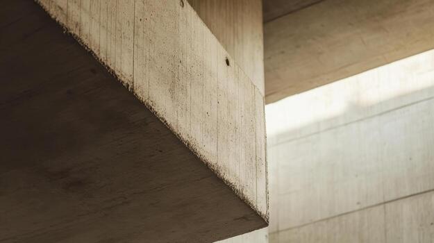 Interesting concrete architecture with sunlight shining through the structure photo