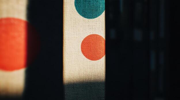 Colorful patterns create striking shadows on textured fabric in bright light photo