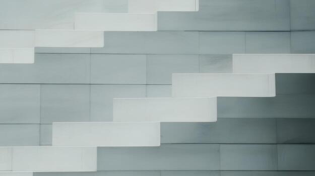 Modern white staircase leading to upper level in a minimalist building design photo