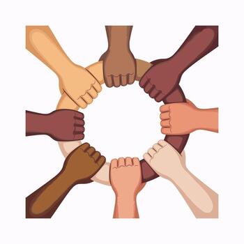 Diverse Hands Forming a Circle of Unity and Support Keywords diversity, unity, hands, circle, people vector