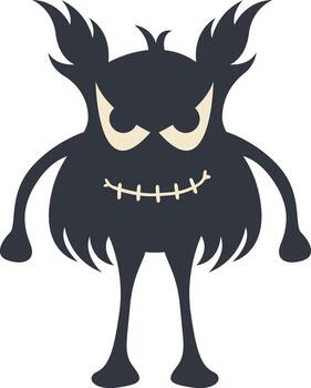 Silhouette of Scary Halloween Monster on White Background vector