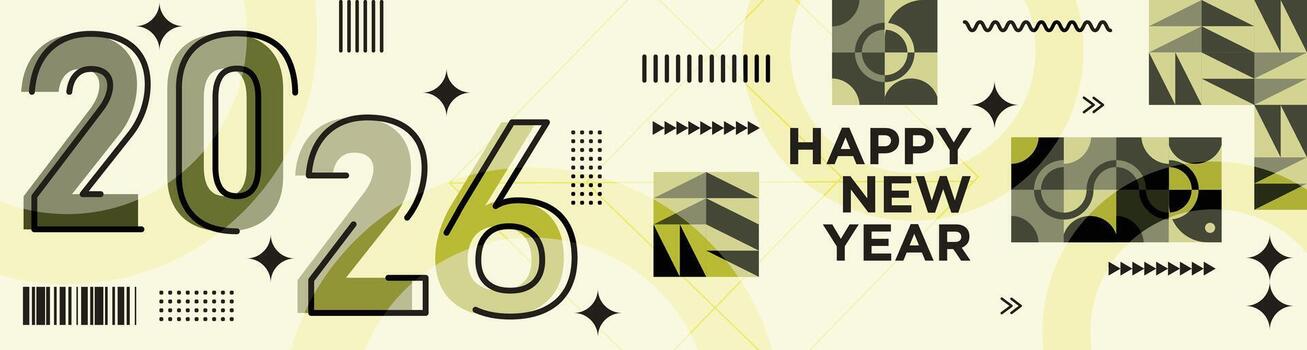 Minimal Geometric Pattern Banner with Modern 2026 Calligraphy Design vector