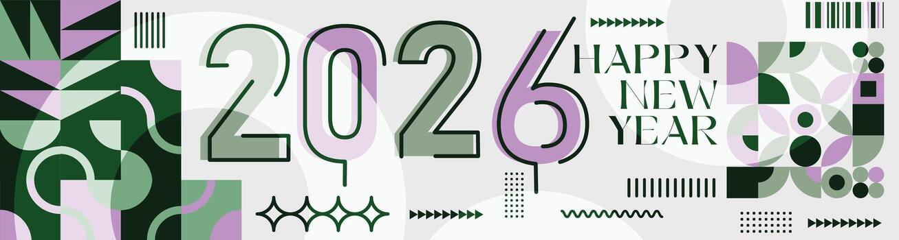 New Year 2026 Calligraphy with Abstract Geometric Pattern Background vector