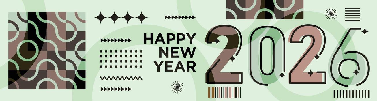 Abstract Shapes and Geometric Patterns with Happy New Year vector