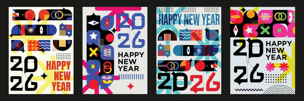 Bright Pattern Design Happy New Year vector