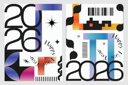 Abstract Colorful 2026 Gradient Geometric Templates vector