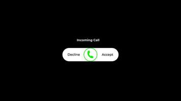 Incoming Phone Call Ring Animation with Accept and Decline Buttons on Transparent Background. video