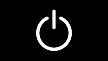 Power button icon animation on black background startup shutdown screen turn on off motion graphics symbol circle 4k. video