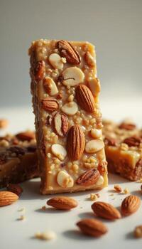 A bar of almond and peanut brittle photo