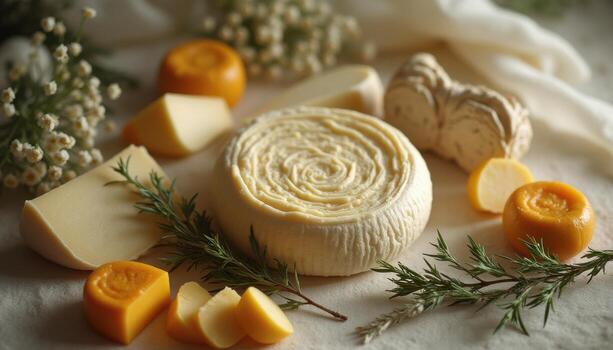 queso y otro comida artículos en un mesa foto