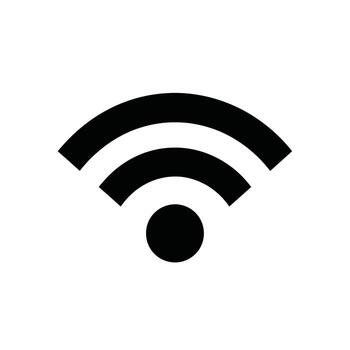 Black Wi- Fi signal icon with three curved bars and a dot on a white background wifi wireless vector