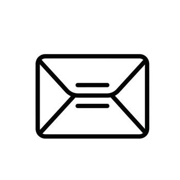 Simple black outline icon of a closed envelope with a flap and two horizontal lines on a white background vector
