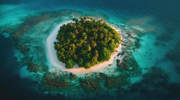 aéreo ver de tropical isla en el Oceano foto