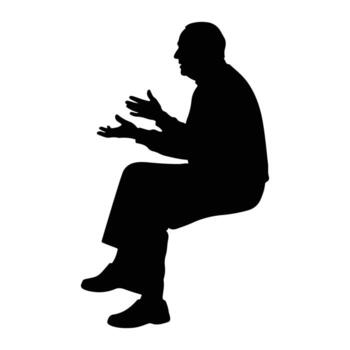 Man talking with hands gesturing silhouette sitting vector