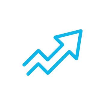 Blue double arrow graph pointing upward suggesting business growth on white background vector