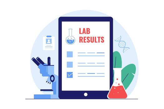 Illustration of Lab Results Online and Digital Diagnostics vector