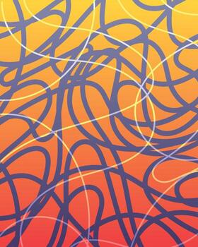 Modern abstract background featuring a bright gradient blend of yellow orange and red with artistic scribble lines creating a stylish vibrant and trendy design for decoration vector