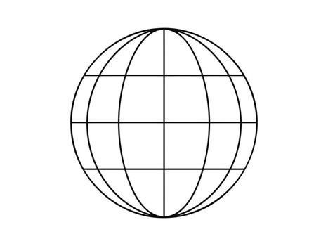Simple outline of a globe with latitude and longitude lines vector
