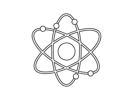 Stylized atomic structure diagram with orbiting electrons vector