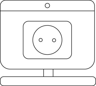 laptop monitor icon and power socket icon with white background vector
