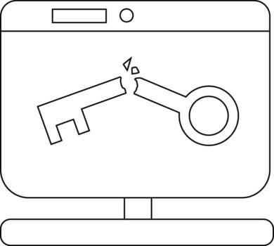 laptop monitor icon and broken key icon with white background vector