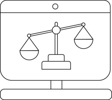 laptop monitor icon and one-sided weighing scale icon with white background vector