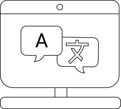 laptop monitor icon and translate message icon with white background vector