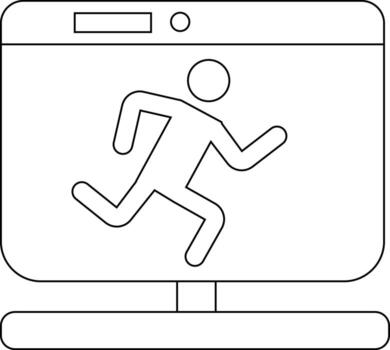 laptop monitor icon and running person icon with white background vector