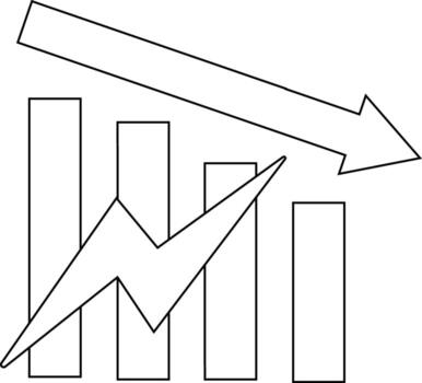 down graph icon and lightning icon with white background vector