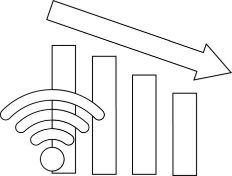 down graph icon and wifi icon with white background vector