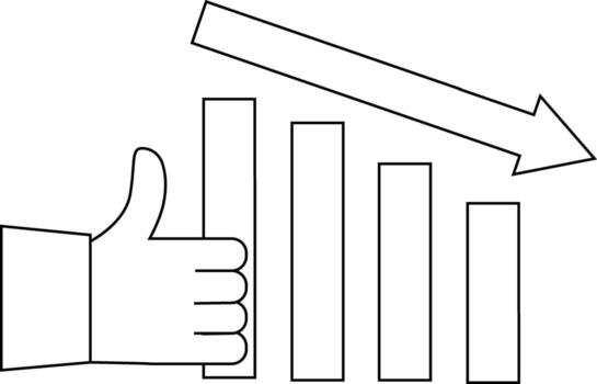 down graph icon and like icon with white background vector