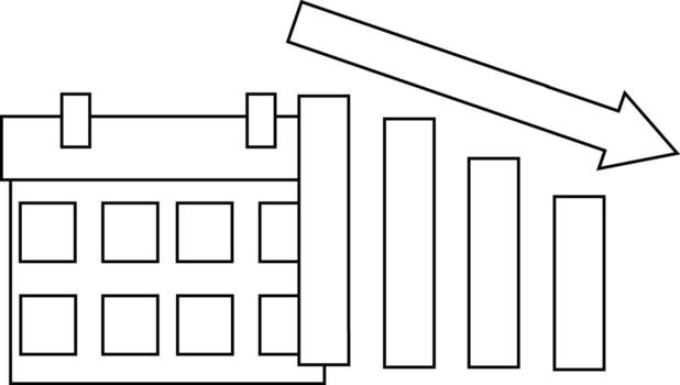 abajo grafico icono y calendario icono con blanco antecedentes vector