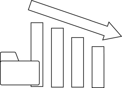 down graph icon and folder icon with white background vector