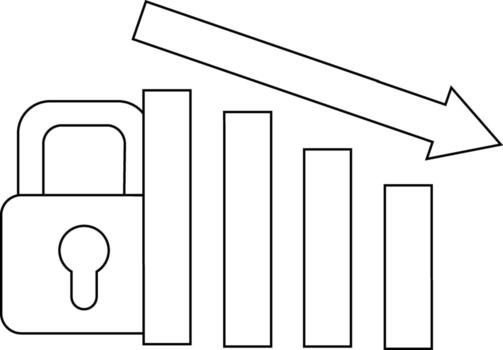 down graph icon and padlock icon with white background vector