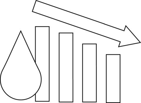 down graph icon and water drop icon with white background vector