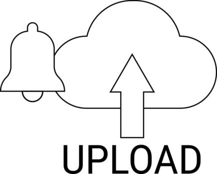 bell icon and upload icon with white background vector