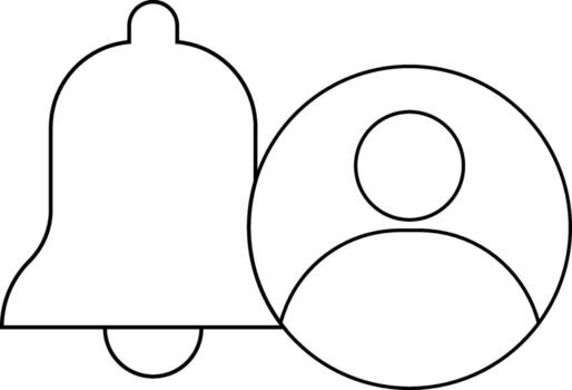 bell icon and person icon in a circle with a white background vector