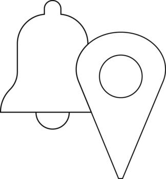 campana icono y ubicación icono con blanco antecedentes vector