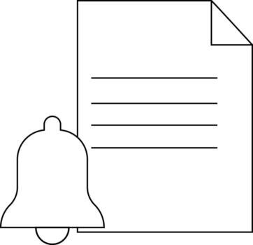 bell icon and document paper icon with white background vector