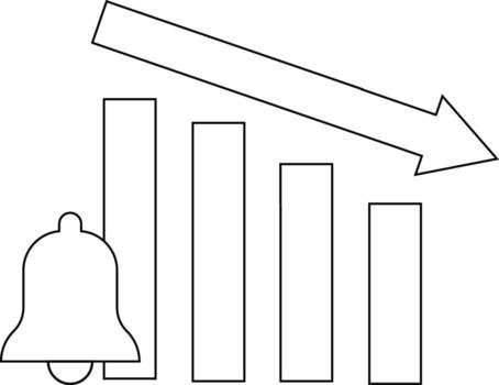 bell icon and graph icon down with white background vector