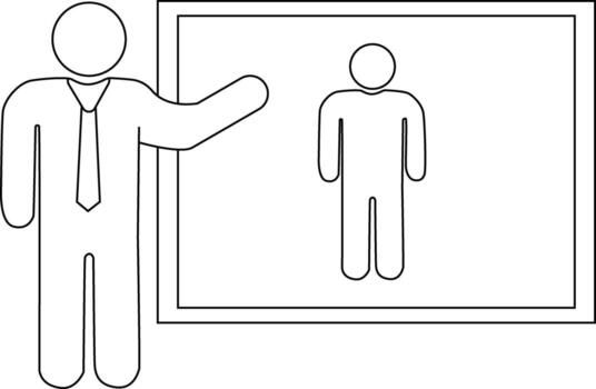 presentation person icon and standing person icon with white background vector