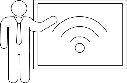 presentation person icon and wifi icon with white background vector