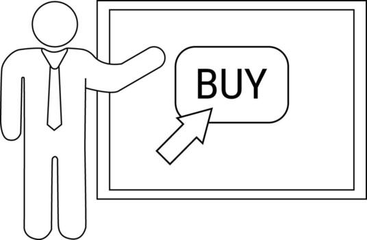 presentation person icon and buy button icon with white background vector