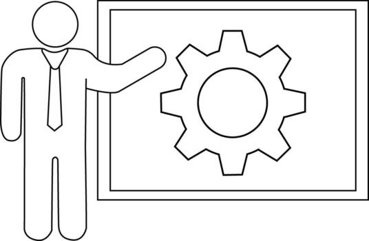 presentación persona icono y engranaje icono con blanco antecedentes vector