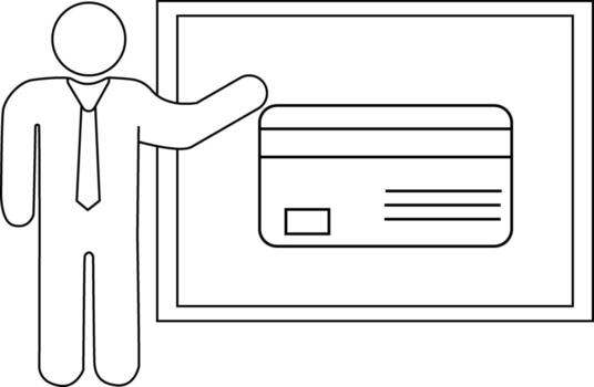 presentation person icon and ATM card icon with white background vector