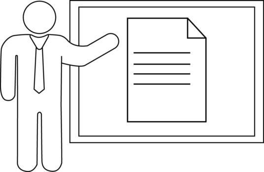 presentation person icon and document paper icon with white background vector