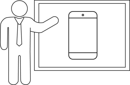 presentation person icon and smartphone icon with white background vector