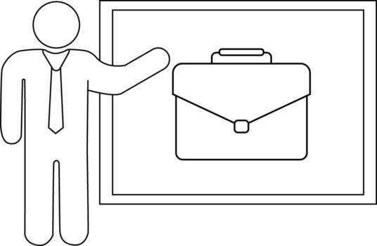 presentation person icon and briefcase icon with white background vector