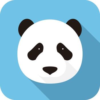 Cute panda face illustration with a blue background and simple design elements vector